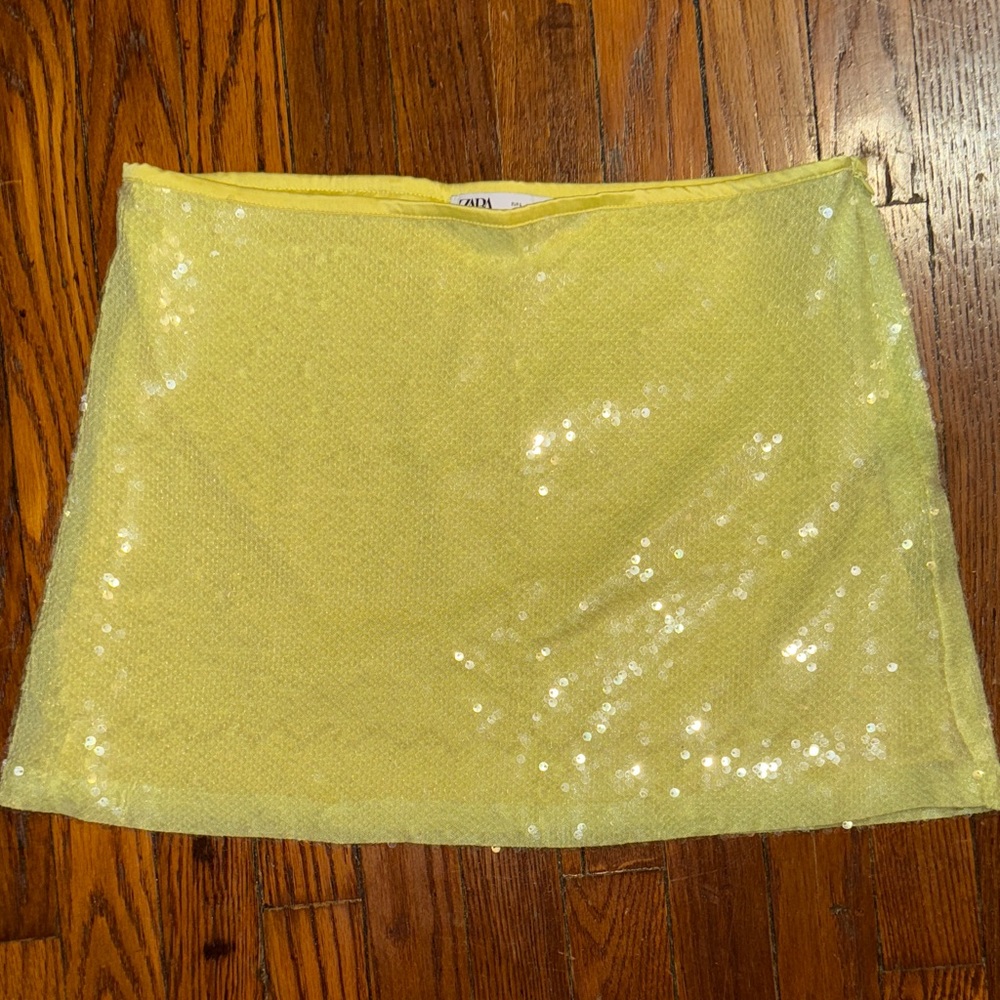Zara Yellow Sequin Mini Skirt